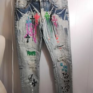 Artistic Distressed Straight Leg Jeans